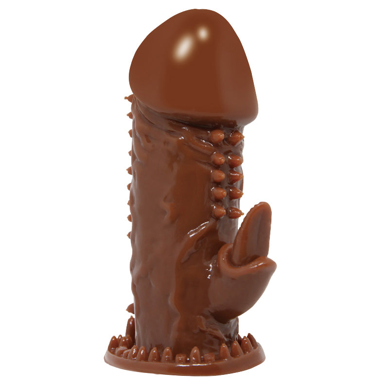 Chocolate Cock Sleeve w/Spiked Shaft And Rabbit Clit Stim