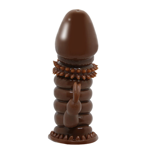 Chocolate Cock Sleeve w/Ribbed Shaft and Clit Stim