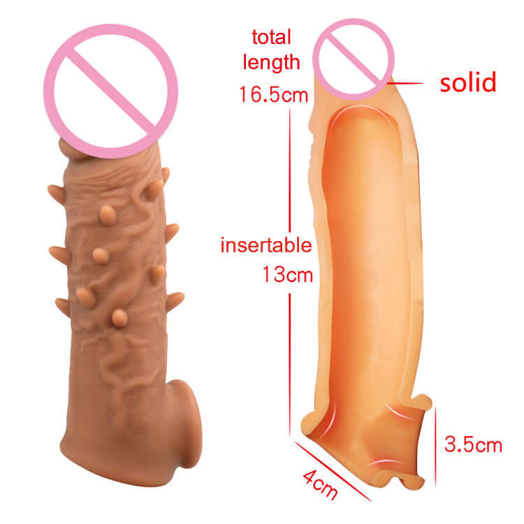 6.5 Inch Realistic Penis Sleeve w/ Spikes in Silicone