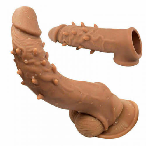6.5 Inch Realistic Penis Sleeve w/ Spikes in Silicone